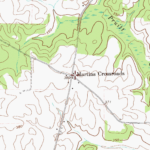 Topographic Map of Martins Crossroads, GA
