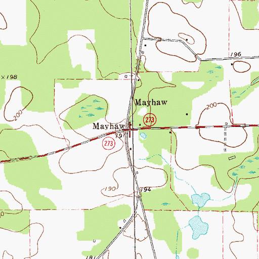 Topographic Map of Mayhaw, GA