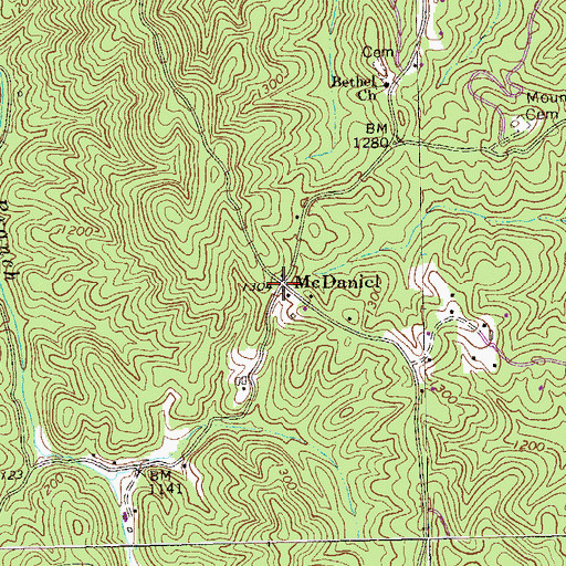 Topographic Map of McDaniel, GA