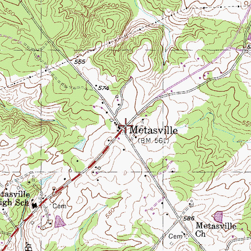 Topographic Map of Metasville, GA