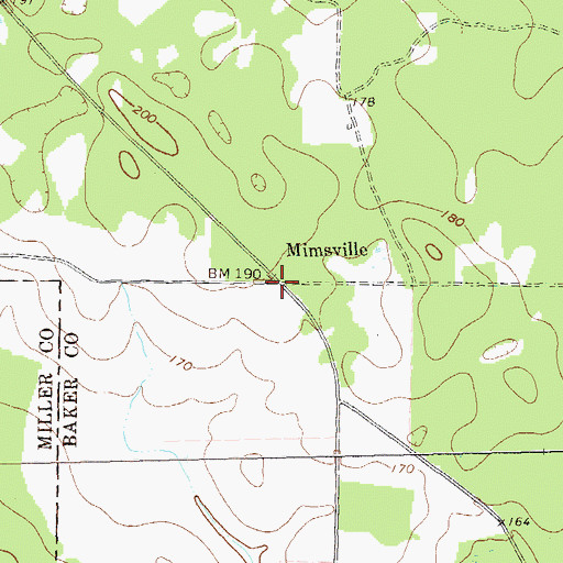 Topographic Map of Mimsville, GA