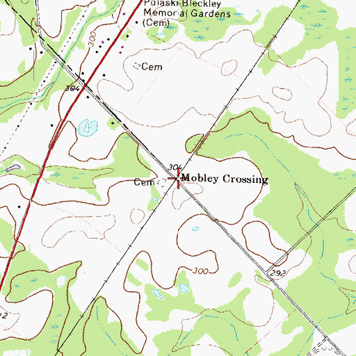 Topographic Map of Mobley Crossing, GA