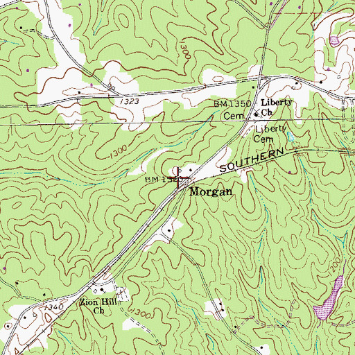 Topographic Map of Morgan, GA