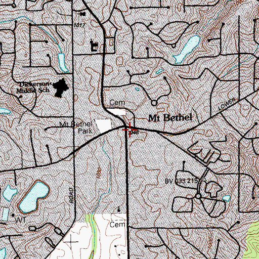 Topographic Map of Mount Bethel, GA