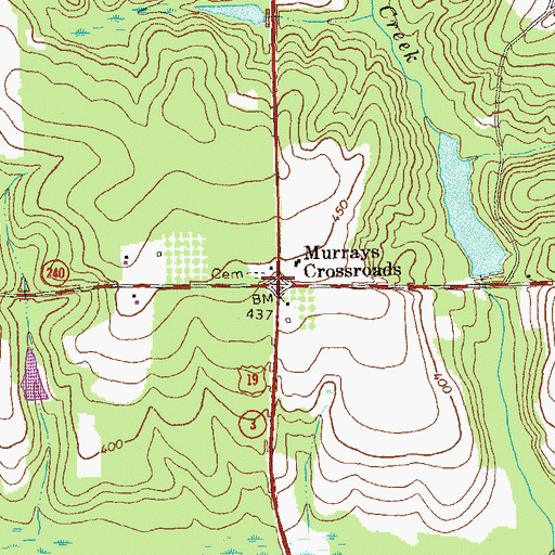 Topographic Map of Murrays Crossroads, GA