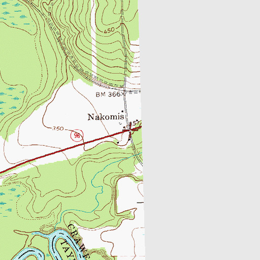 Topographic Map of Nakomis, GA