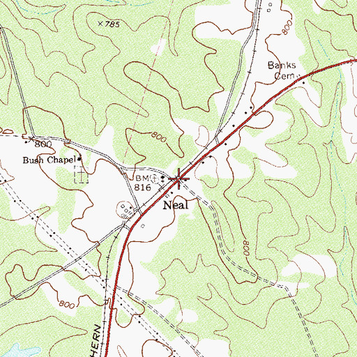 Topographic Map of Neal, GA