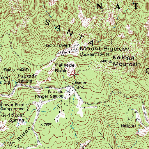 Topographic Map of Palisade Rock, AZ