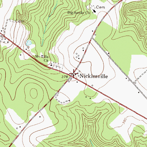 Topographic Map of Nicklesville, GA