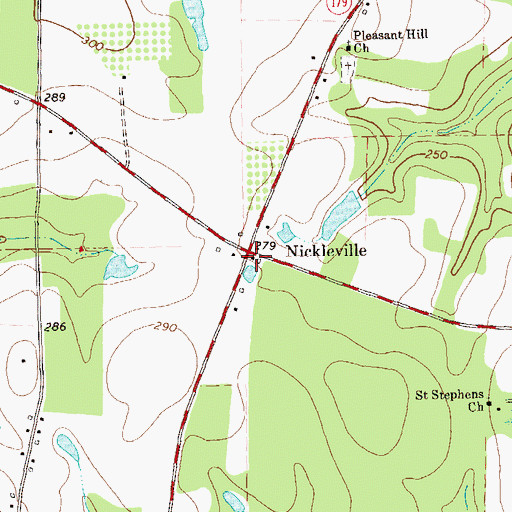 Topographic Map of Nickleville, GA