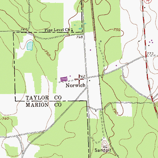 Topographic Map of Norwich, GA