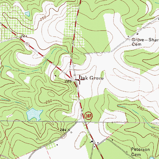 Topographic Map of Oak Grove, GA