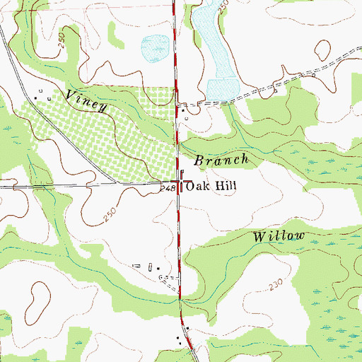 Topographic Map of Oak Hill, GA