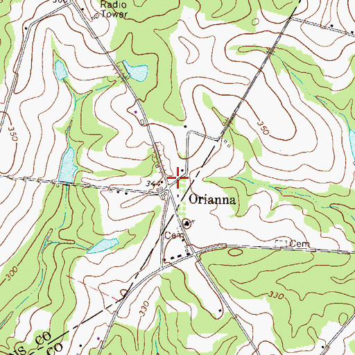 Topographic Map of Orianna, GA