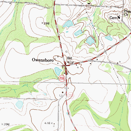 Topographic Map of Owensboro, GA