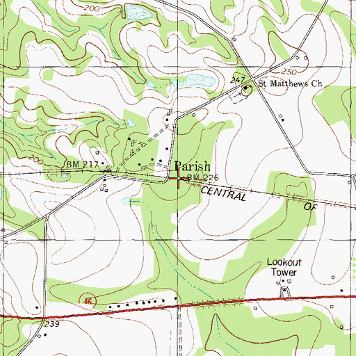 Topographic Map of Parish, GA