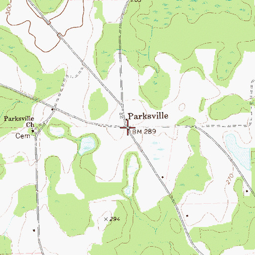 Topographic Map of Parksville, GA