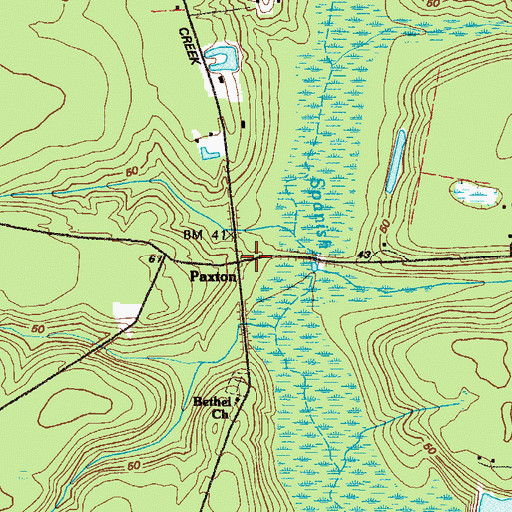 Topographic Map of Paxton, GA