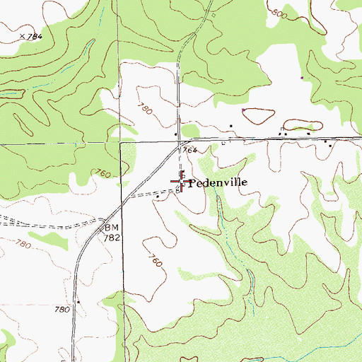 Topographic Map of Pedenville, GA