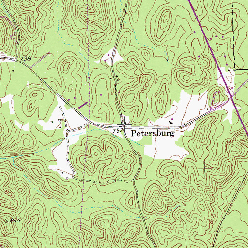 Topographic Map of Petersburg, GA