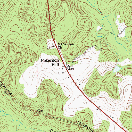 Topographic Map of Peterson Hill, GA