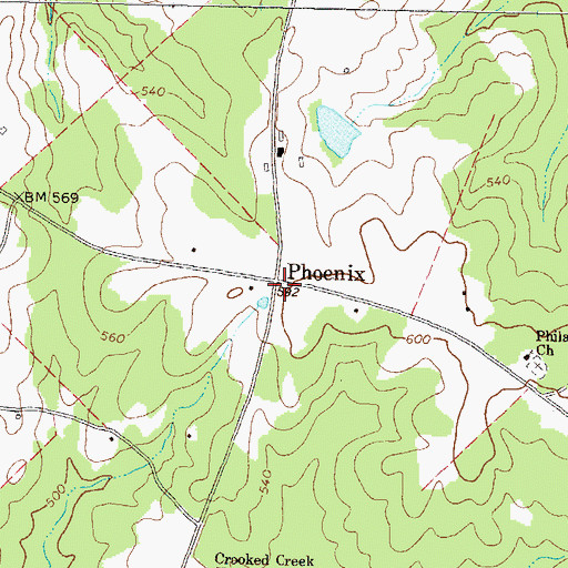 Topographic Map of Phoenix, GA