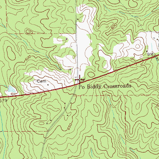 Topographic Map of Po Biddy Crossroads, GA