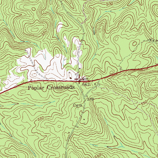 Topographic Map of Poplar Crossroads, GA