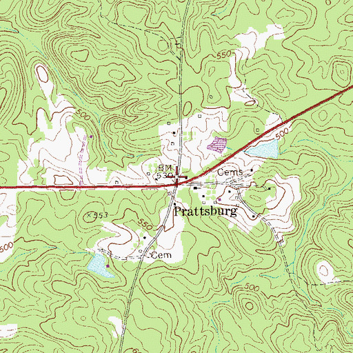Topographic Map of Prattsburg, GA