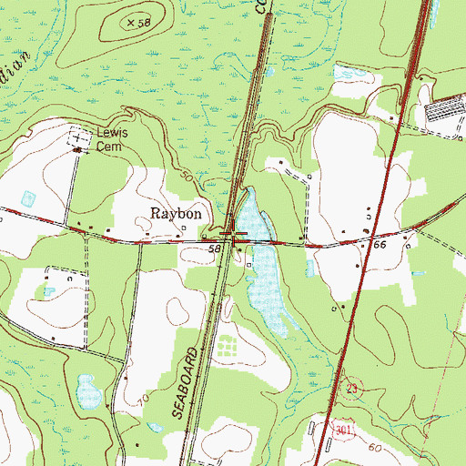 Topographic Map of Raybon, GA