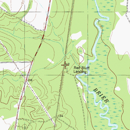 Topographic Map of Red Bluff Landing, GA