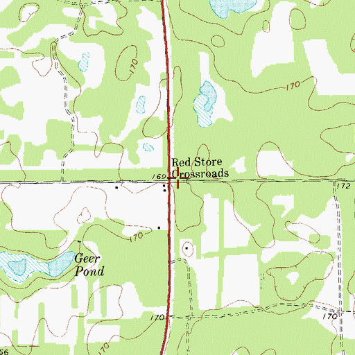 Topographic Map of Red Store Crossroads, GA