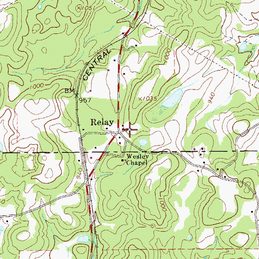 Topographic Map of Relay, GA