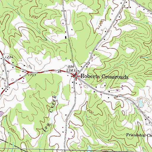 Topographic Map of Roberts Crossroads, GA