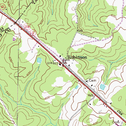 Topographic Map of Robinson, GA