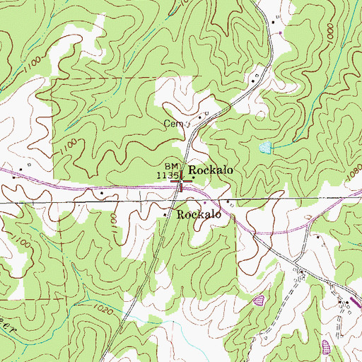 Topographic Map of Rockalo, GA