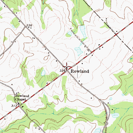 Topographic Map of Rowland, GA
