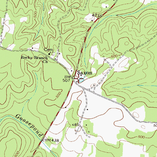 Topographic Map of Saxon, GA