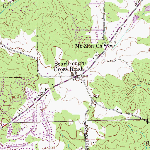 Topographic Map of Scarbrough Cross Roads, GA