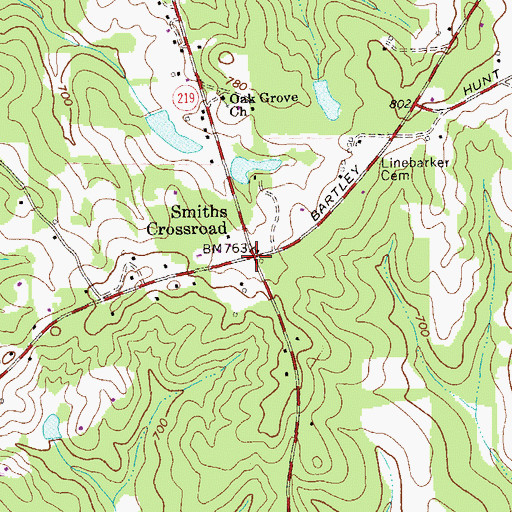 Topographic Map of Smiths Crossroad, GA