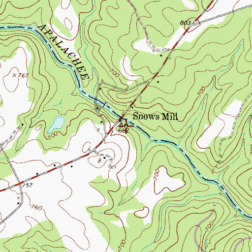 Topographic Map of Snows Mill, GA