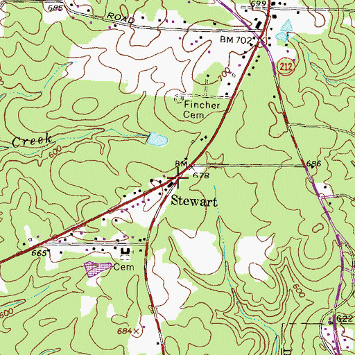 Topographic Map of Stewart, GA