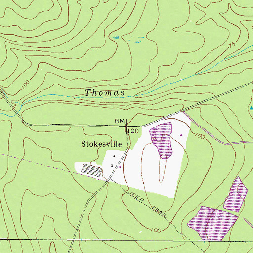 Topographic Map of Stokesville, GA