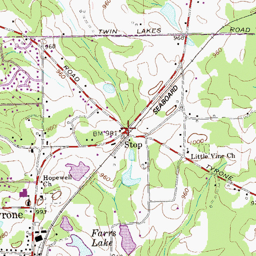 Topographic Map of Stop, GA