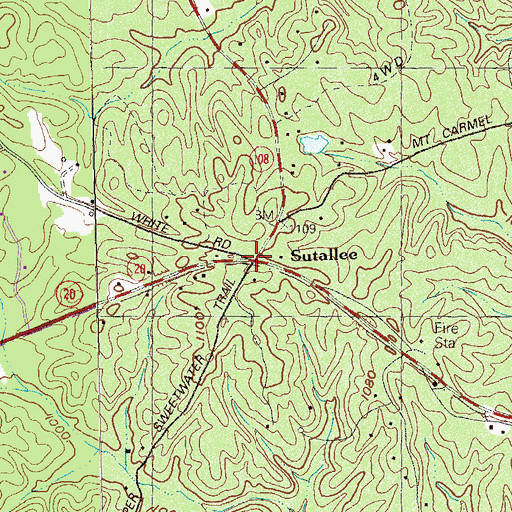 Topographic Map of Sutallee, GA