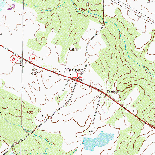 Topographic Map of Tanner, GA