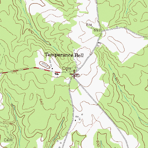 Topographic Map of Temperance Bell, GA