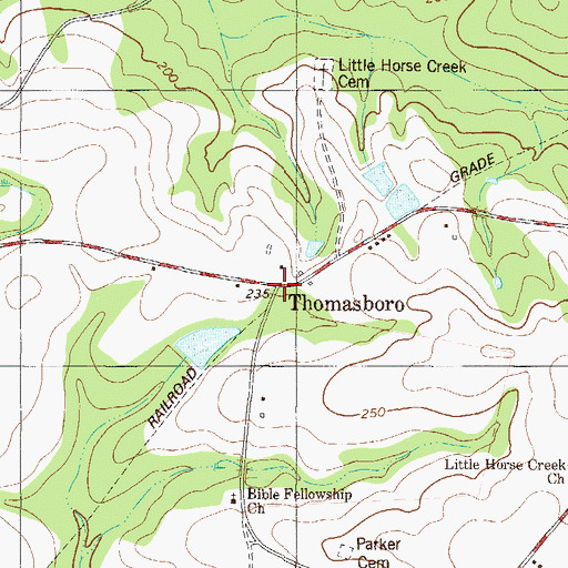Topographic Map of Thomasboro, GA