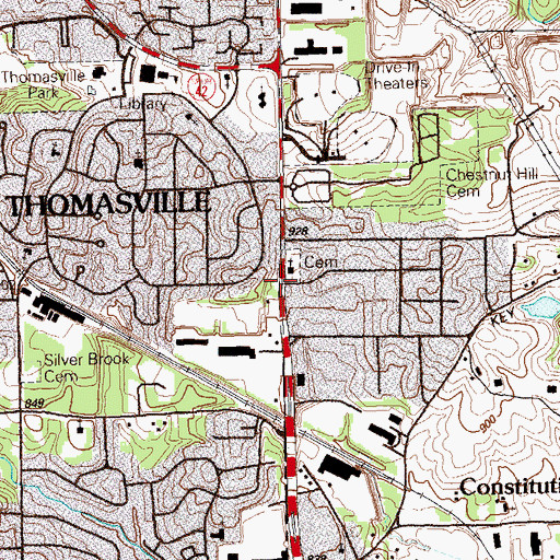 Topographic Map of Thomasville, GA