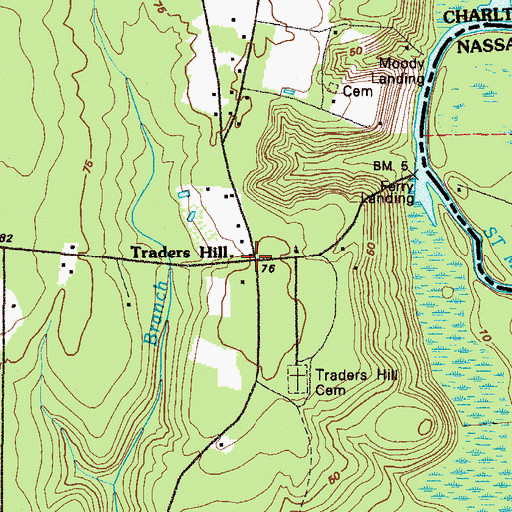 Topographic Map of Traders Hill, GA